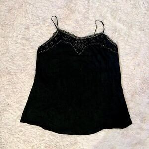 Black Beaded Y2K Lace Whimsygoth Glam Fairy Grunge Delicate Witchy Vampire Cami
